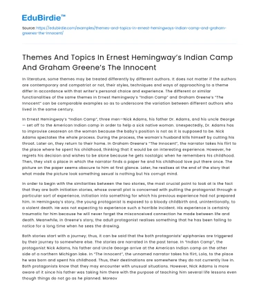 Themes in Hemingway’s Indian Camp and Greene’s The Innocent