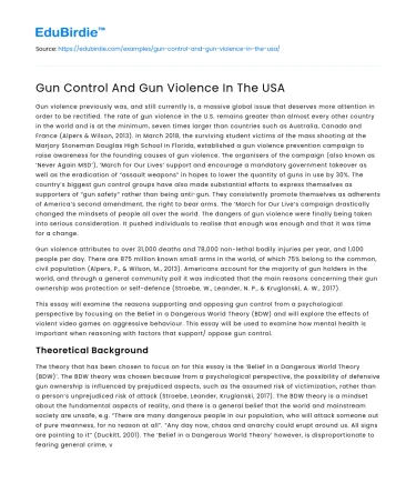 Gun Control And Gun Violence In The USA