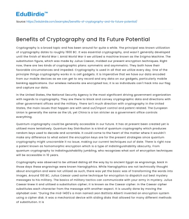 Benefits of Cryptography and Its Future Potential