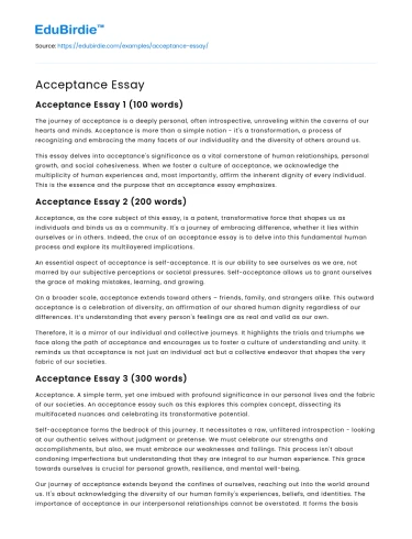 Acceptance Essay