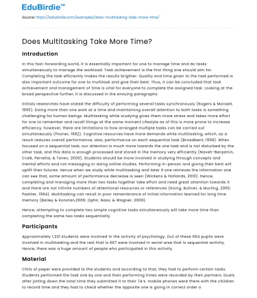 Does Multitasking Take More Time?