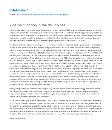 Rice Tariffication in the Philippines