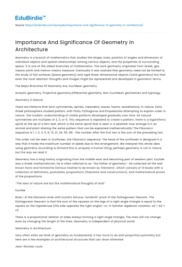Importance And Significance Of Geometry In Architecture