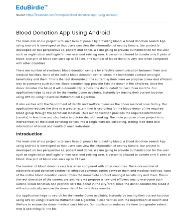 Blood Donation App Using Android