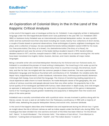 Colonial Glory in the Land of the Kappiris: Critical Analysis