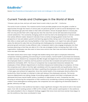 Current Trends and Challenges in the World of Work