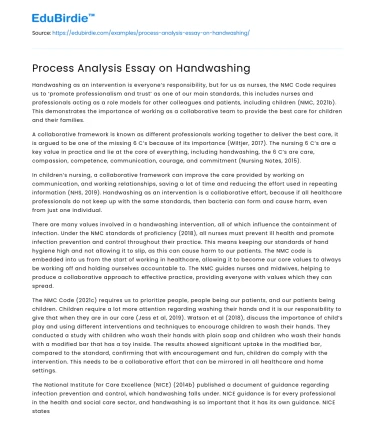 Process Analysis Essay on Handwashing