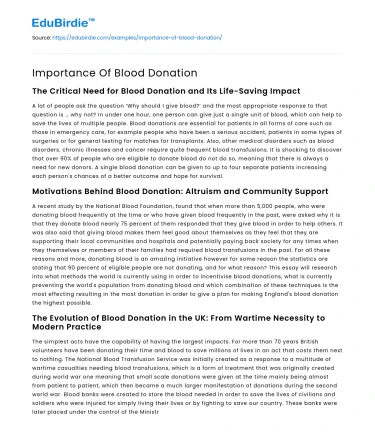 Importance Of Blood Donation