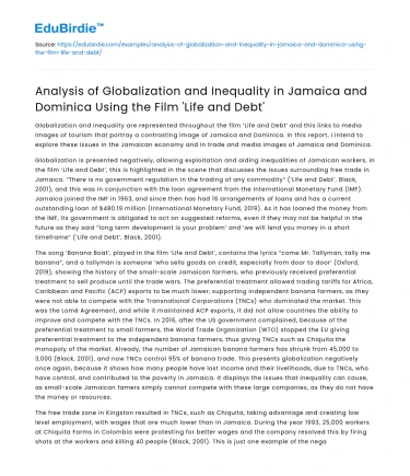 Globalization and Inequality in Jamaica and Dominica in ‘Life and Debt’