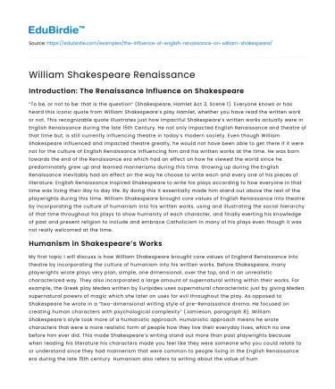 William Shakespeare Renaissance