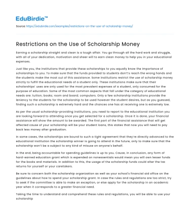 Constraints on Scholarship Funds Utilization