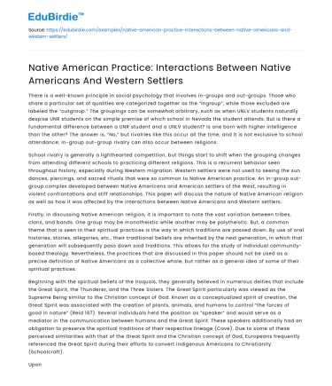 Native American Interactions with Western Settlers