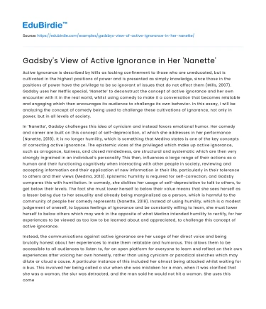 Gadsby’s View of Active Ignorance in Her ‘Nanette’