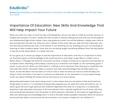 Importance of Skill Development in Education