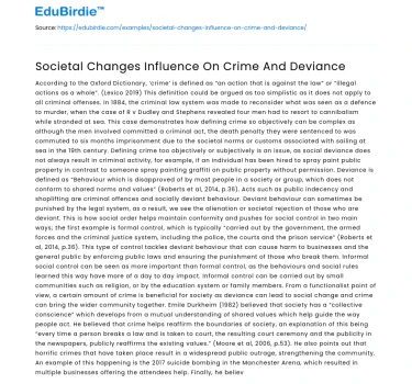 Societal Changes Influence On Crime And Deviance