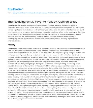 Thanksgiving as My Favorite Holiday: Opinion Essay