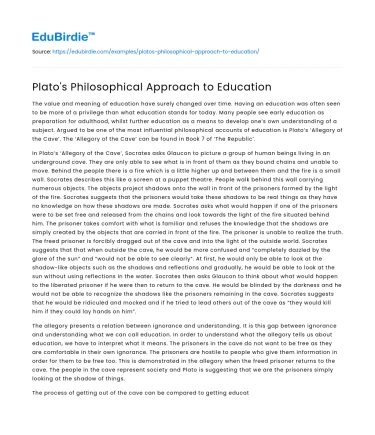 Plato’s Philosophical Approach to Education