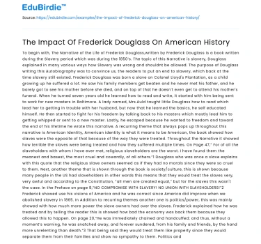 The Impact Of Frederick Douglass On American History