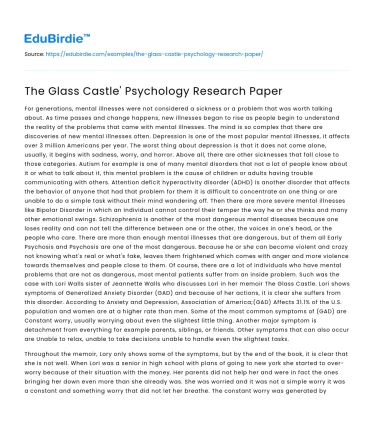 Psychological Dynamics in ‘The Glass Castle’