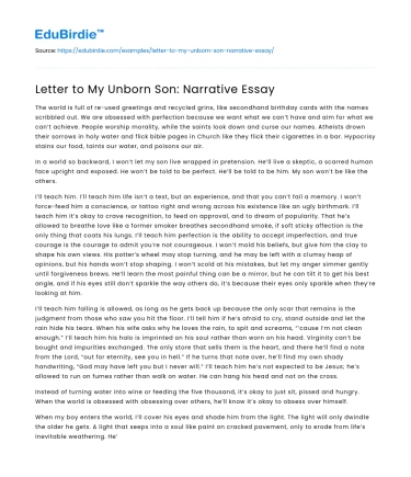 Letter to My Unborn Son: Narrative Essay
