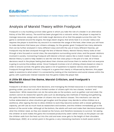 Analysis of Marxist Theory within Frostpunk