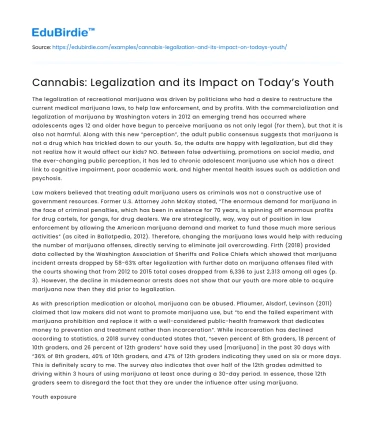 Cannabis: Legalization and its Impact on Today’s Youth