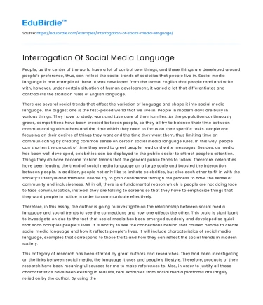 Interrogation Of Social Media Language