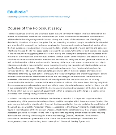 Causes of the Holocaust Essay