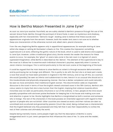 How is Bertha Mason Presented in Jane Eyre?
