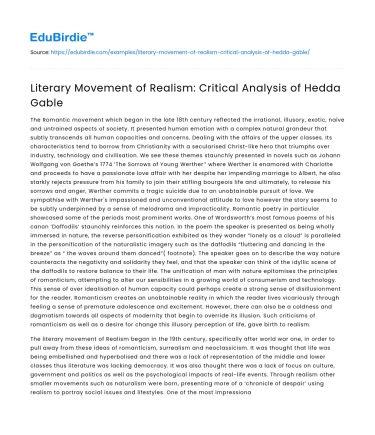 Literary Movement of Realism: Critical Analysis of Hedda Gable