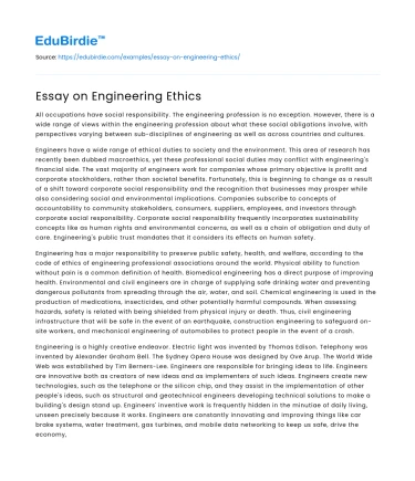 Essay on Engineering Ethics
