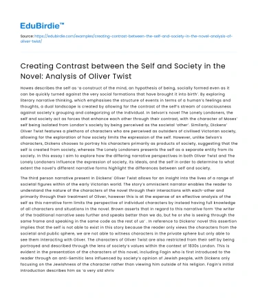 Contrasting Self and Society in Oliver Twist