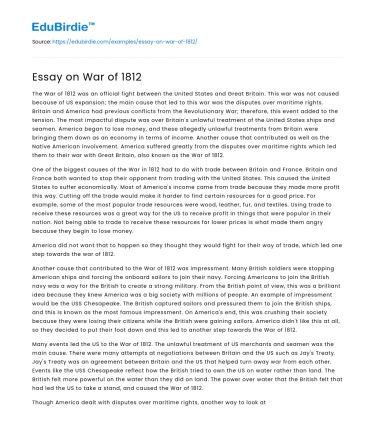 Essay on War of 1812
