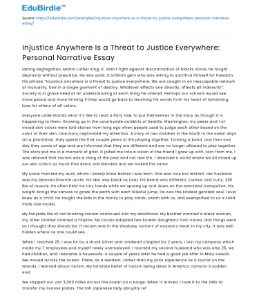 Injustice Anywhere Is a Threat to Justice Everywhere