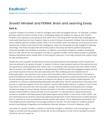 Growth Mindset and PERMA: Brain and Learning Essay