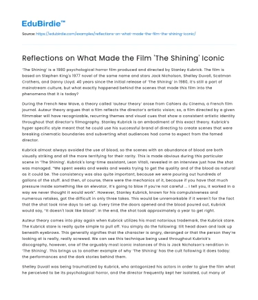 Reflections on What Made the Film ‘The Shining’ Iconic
