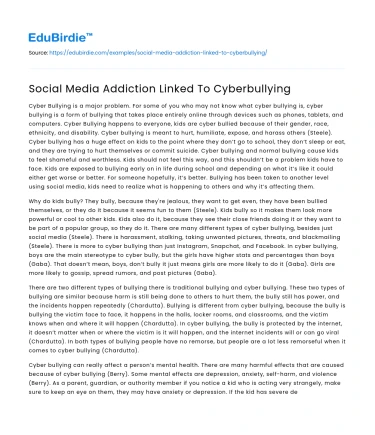 Social Media Addiction Linked To Cyberbullying
