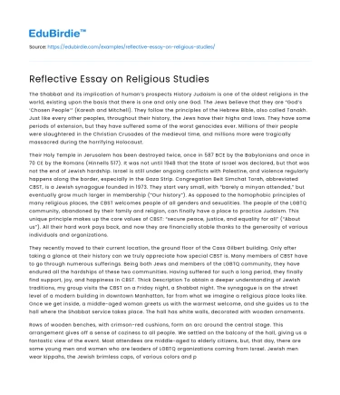 Reflective Essay on Religious Studies