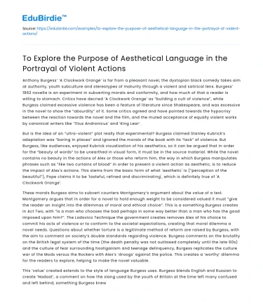 Purpose of Aesthetical Language in Portraying Violence