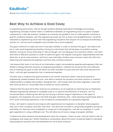 Best Way to Achieve a Goal Essay
