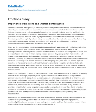 Emotions Essay