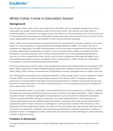White Collar Crime In Education Sector