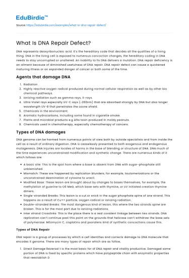 What Is DNA Repair Defect