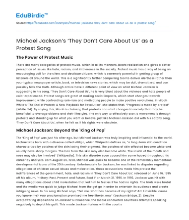 Michael Jackson’s ‘They Don’t Care About Us’ as a Protest Song