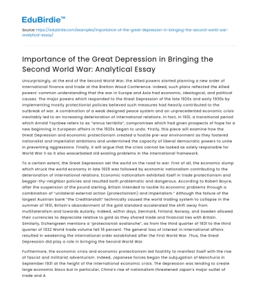 How did the Great Depression lead to WW2