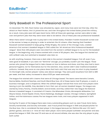 Girly Baseball In The Professional Sport