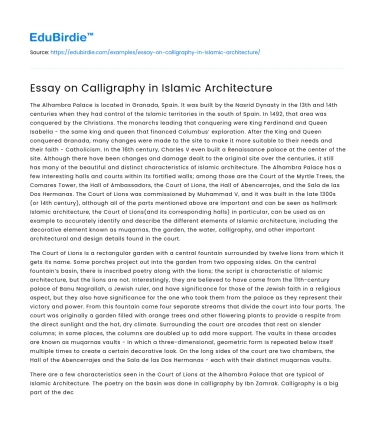 Essay on Calligraphy in Islamic Architecture