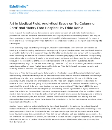 Kahlo’s La Columna Rota and Henry Ford Hospital in Medical Art