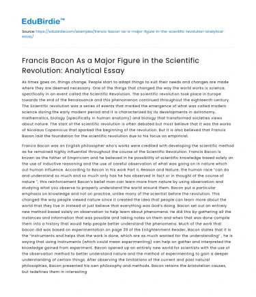 Francis Bacon in Scientific Revolution