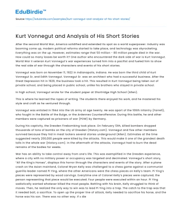 Kurt Vonnegut and Analysis of His Short Stories